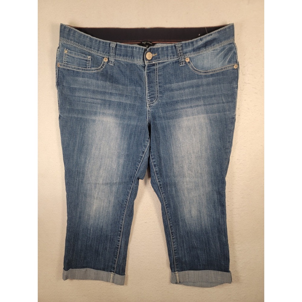 Ariya Jeans‎ Womens 18 Regular Blue Capri Denim Comfort Waist Cuffed Stretch